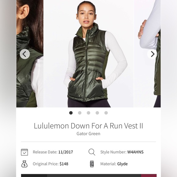 Lululemon Down for a Run Vest (Version ii) in Gator Green Size 4 - Picture 5 of 7